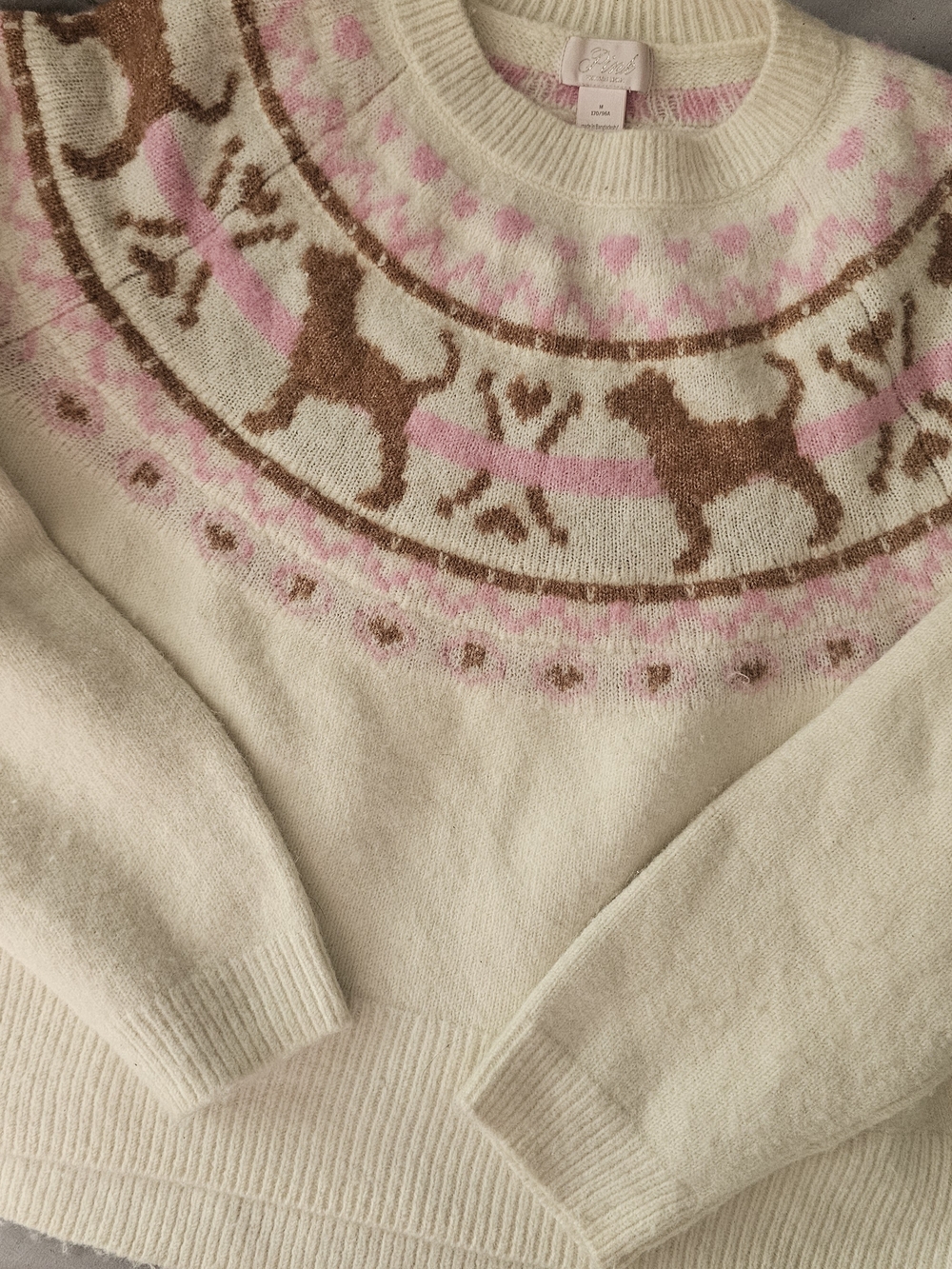 Not Your Boyfriend's Boxy Sweater  in Winter White Fairisle Dog